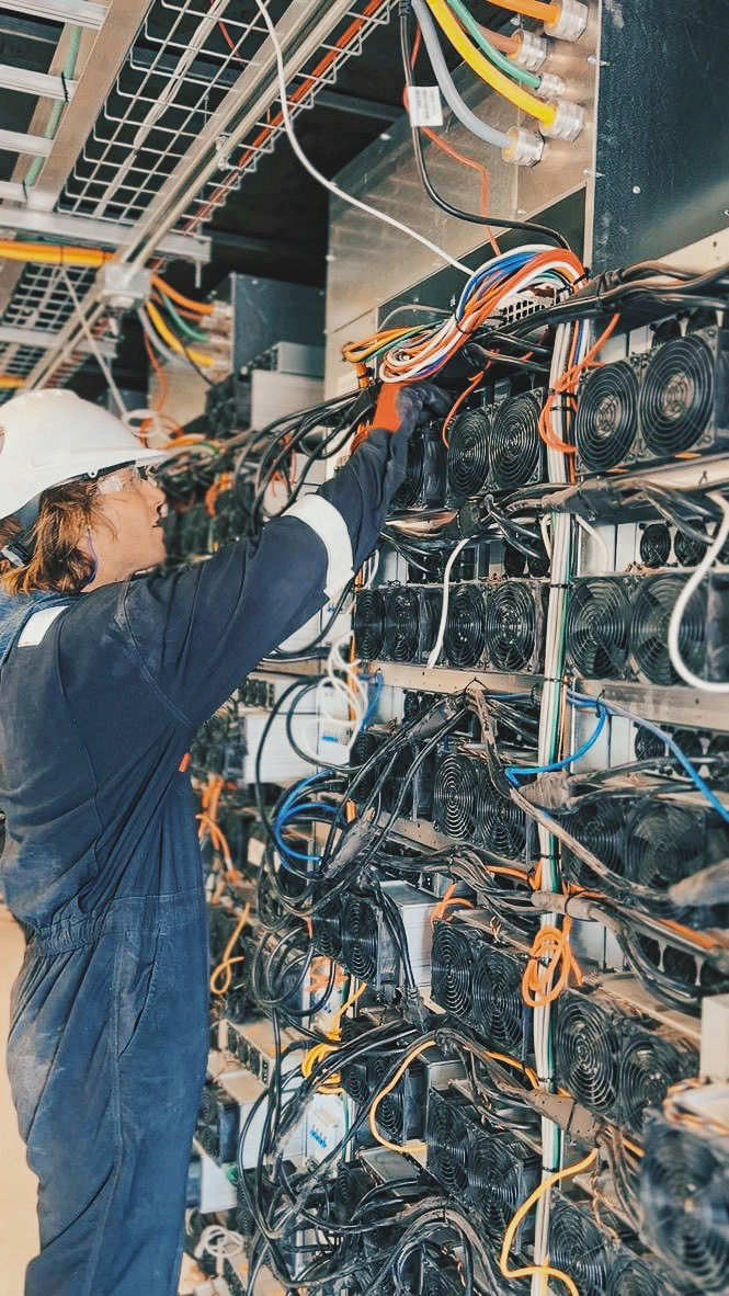 Unblock Energy team working on modular data center assembly